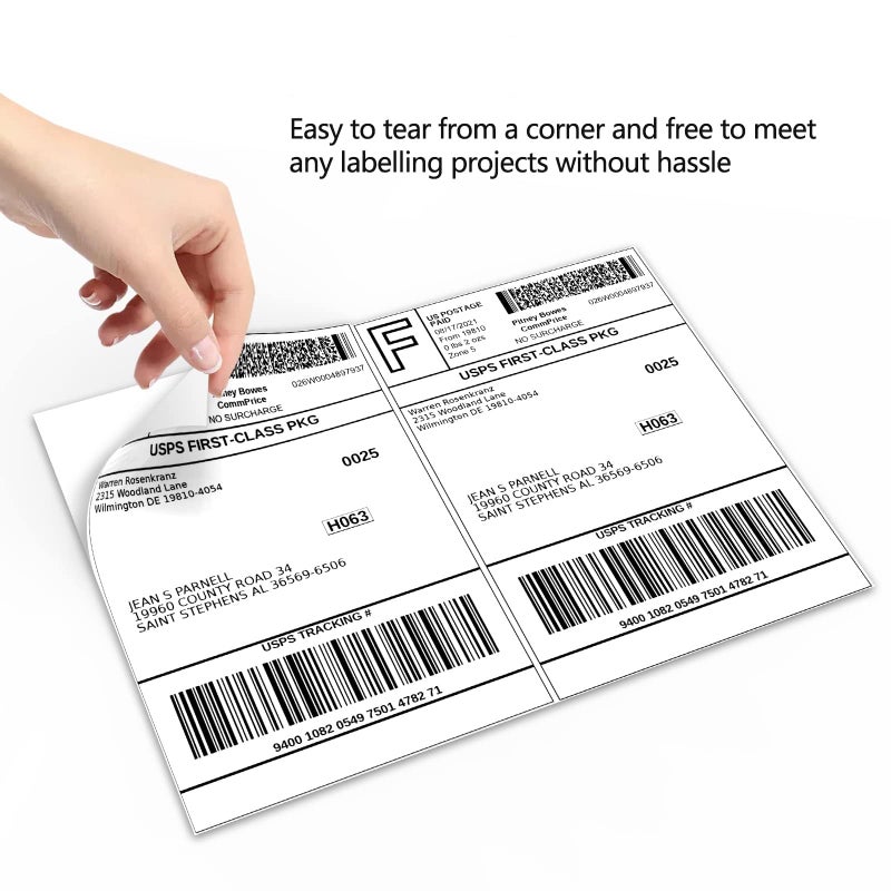 SJPACK 100 Half Sheet Shipping Labels 5-1/2" X 8-1/2" Address Blank Labels Laser/Ink Jet - Image 3